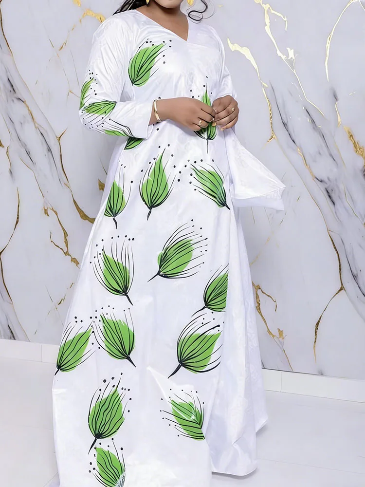 

2026 White Bazin Riche Evening Gown Long Party Dress for African Women with Scarf Top Quality African Fashion
