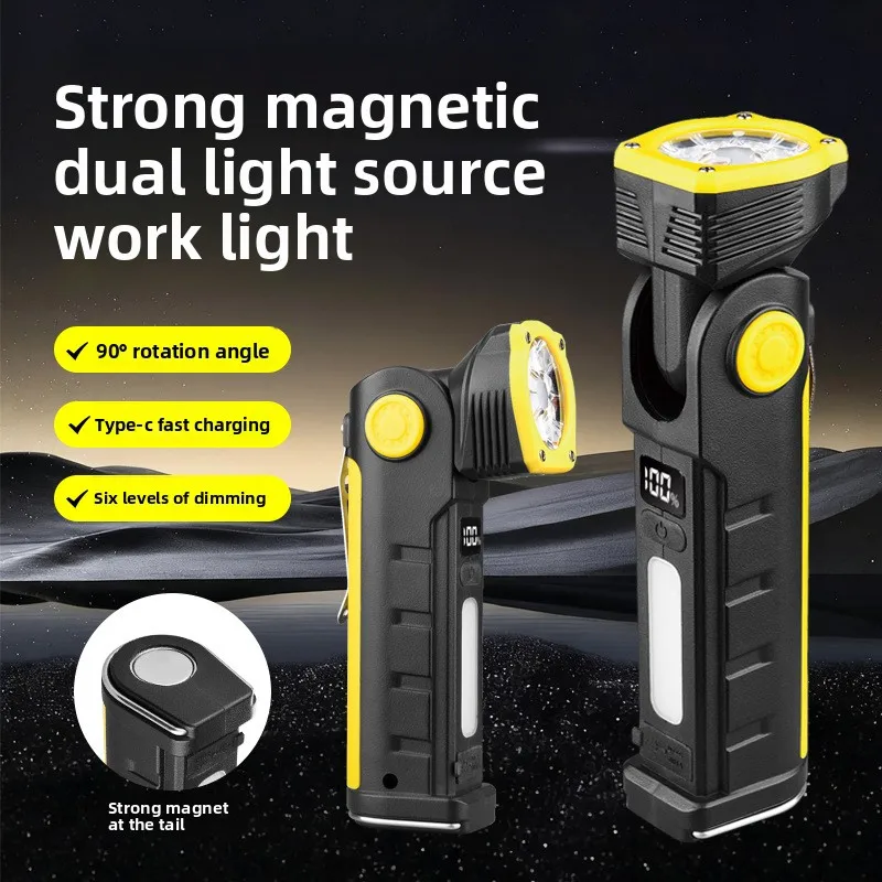 lampe-de-travail-multifonction-avec-tete-rotative-90°-6-niveaux-de-luminosite-rechargeable-magnetique-avec-crochet-et-Ecran-digital-double-source-led-portable-pour-reparation-camping-et-peche