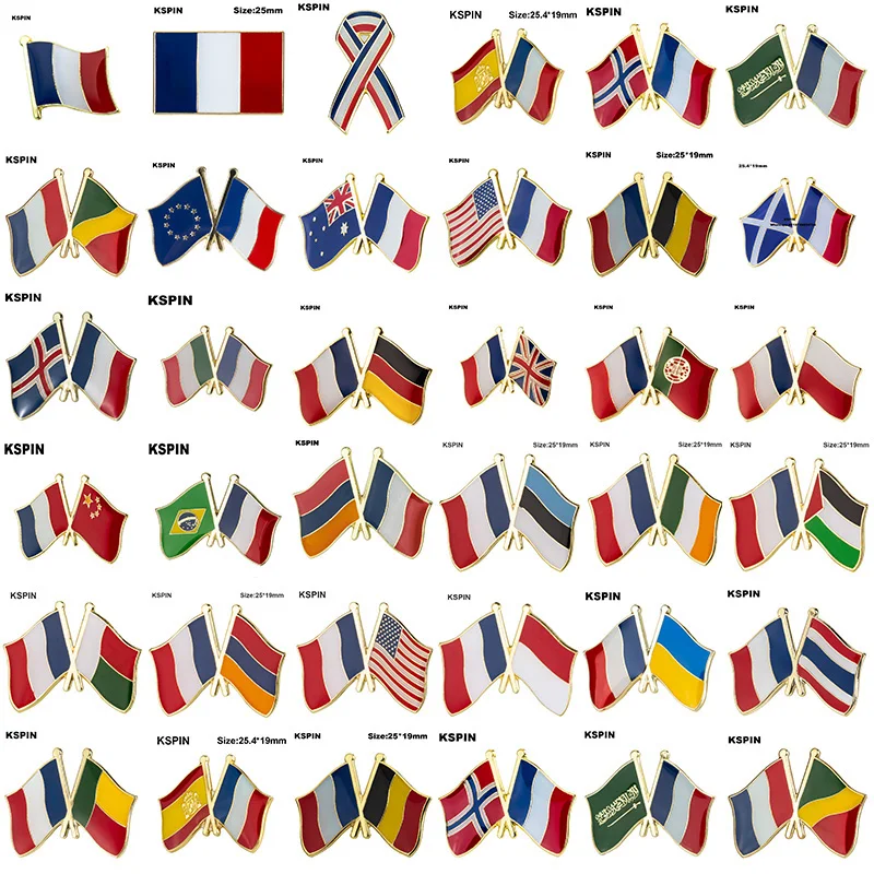 

France Flag Badge Brooch Natinal Lapel Pins Flag Lapel Pins Country Flag Badge