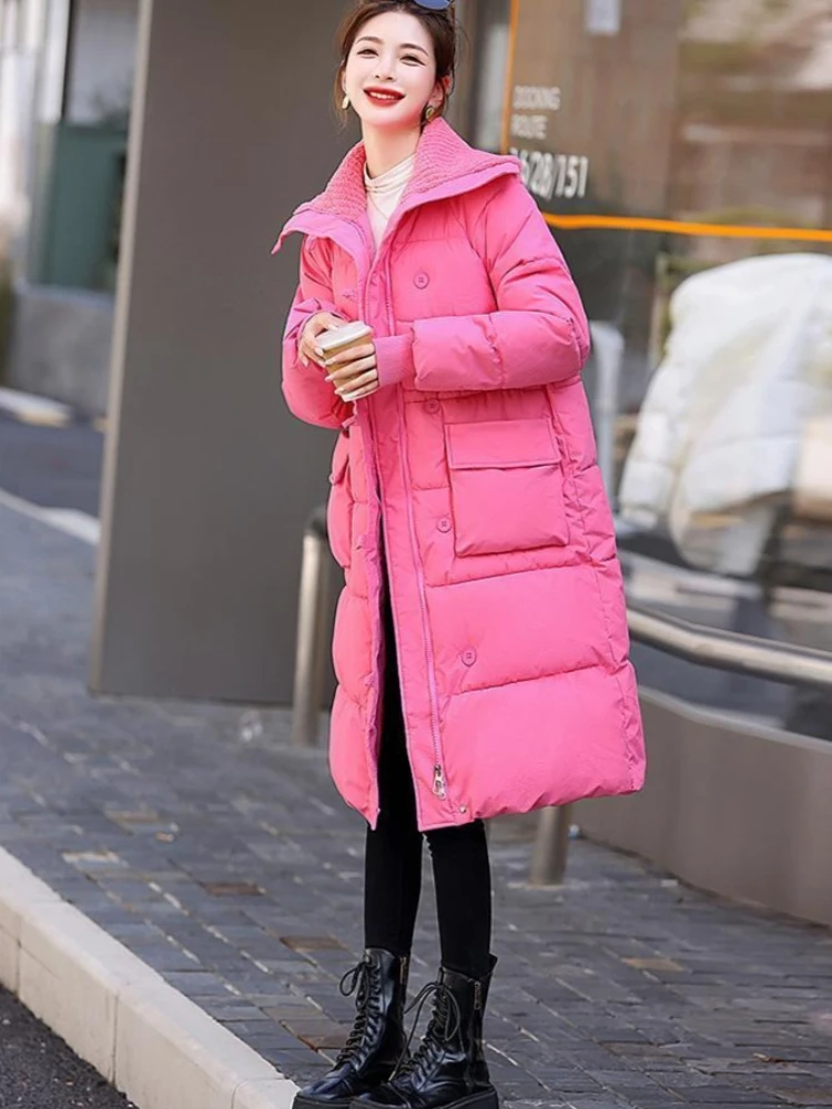 

Premium Winter Coat for Women with Wide Lapel Mid Length Thermal Insulated Jacket Slim Fit Over Knee Coat