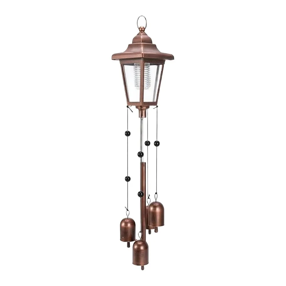 Iron Solar Wind Chime Light with Classic Bronze Finish 13x13x51cm for Outdoor Spaces Including Yard Patio Balcony