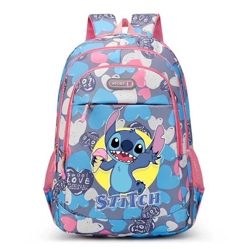 New Kawaii Stitch Girls School Backpack Cartoon Printed School Bag Cute Disney Backpacks Large-capacity Backpack School Supplies