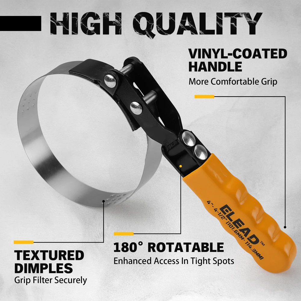 ELEAD Set di chiavi per filtro olio da 9 pezzi, robusta fascia in acciaio inossidabile, dimensioni versatili, pinze universali regolabili ed efficaci