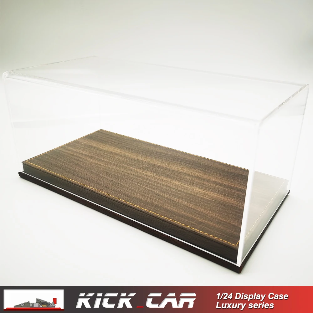 1/24 Model Car Display Box Exquisite Luxury Handmade Acrylic Storage Box High-grade Leather Flannelette Base