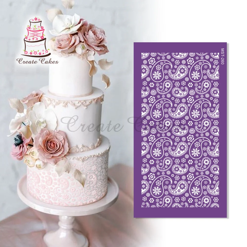 Big Scrolls Mesh Stencils Wedding Cake Mould Fabric Cake Stencil Template Cake Decorating Tool Baking Accessories