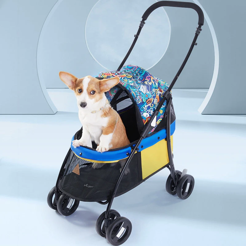 Modern Lightweight Foldable Pet Strollers Creative Dog Stroller Out Breathable Walking Cat and Dog Stroller Simple Pet Supplies