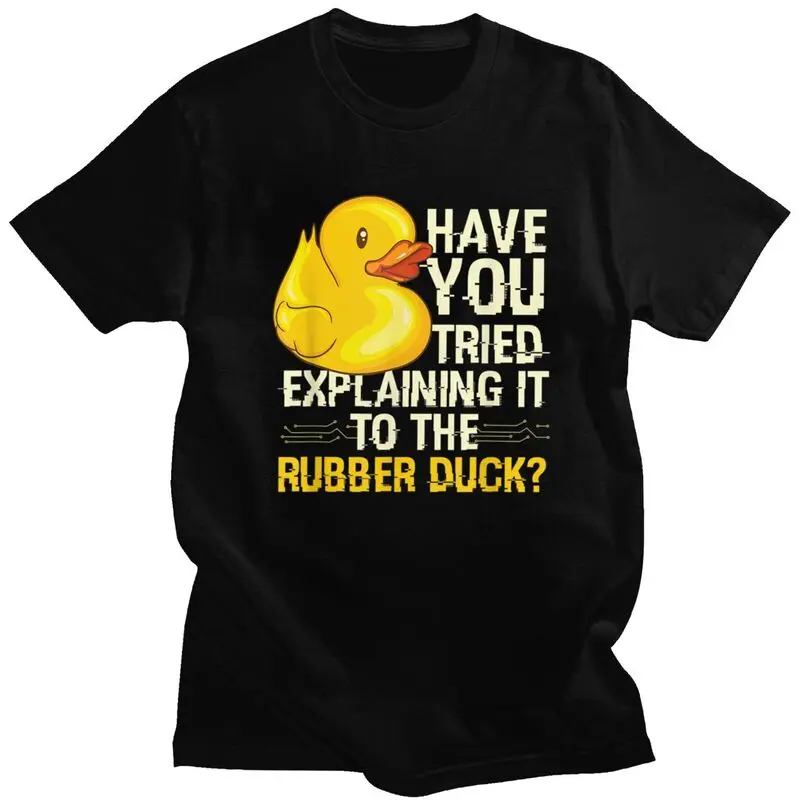 Custom Rubber Duck Debugging Funny Programmer T Shirt Men Short Sleeve 100% Cotton T-shirt Casual Tees Fashion Tshirt