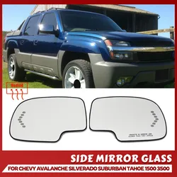 Side Heated Wing Mirror Glass Wide Angle Rearview Mirror For Chevy Chevrolet Avalanche Silverado Suburban Tahoe 1500 3500