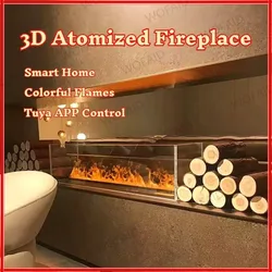 Foyer à vapeur électrique d'intérieur intelligent, flammes colorées, décoration TV logique, sans risque d'incendie, cheminée d'atomisation 3D