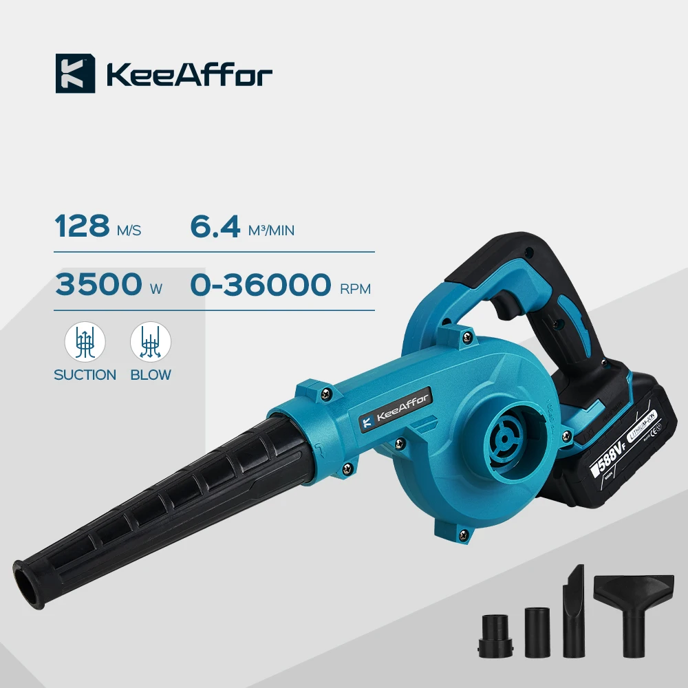 

KEEAFFOR 3500W 2in1 High-speed Electric Air Blower & Cleaner Cordless Blowing Drying Cleaning Dust Leaf For Makita 18V Battery