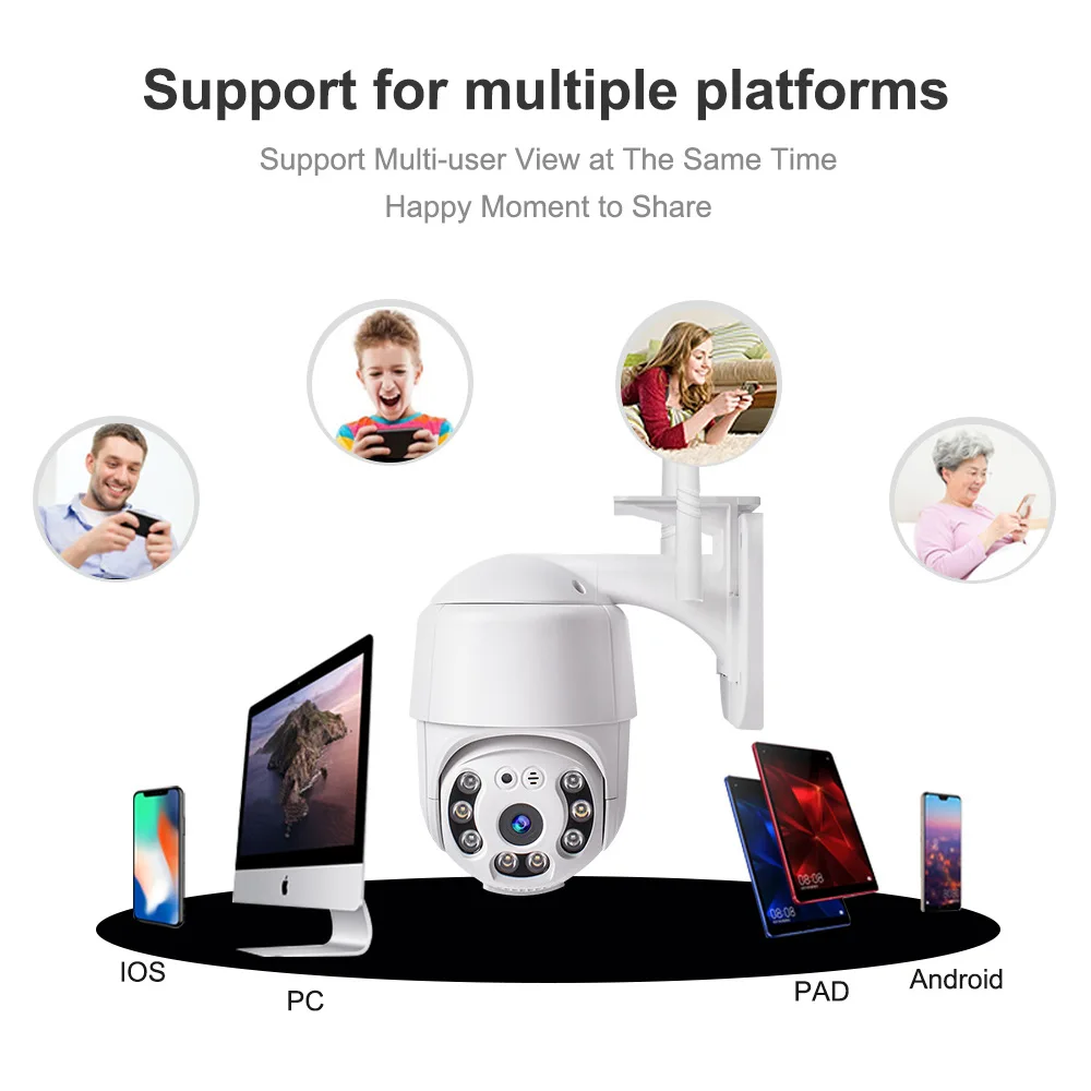 2MP 1080P YiLot APP Full Color PTZ  IP Dome Camera AI Humanoid Detection Home Security   CCTV Intercom Baby Monitor