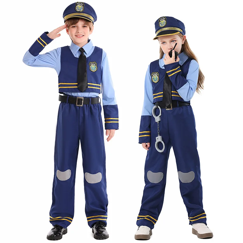 

Children's Day Boys Stage Costumes Foreign Trade Halloween Rabbit Police Officers, Kindergarten Performance Costumes