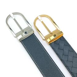 Men's high-end private custom belt with a width of 35mm. Unique stainless steel top layer cowhide belt from a renowned designer