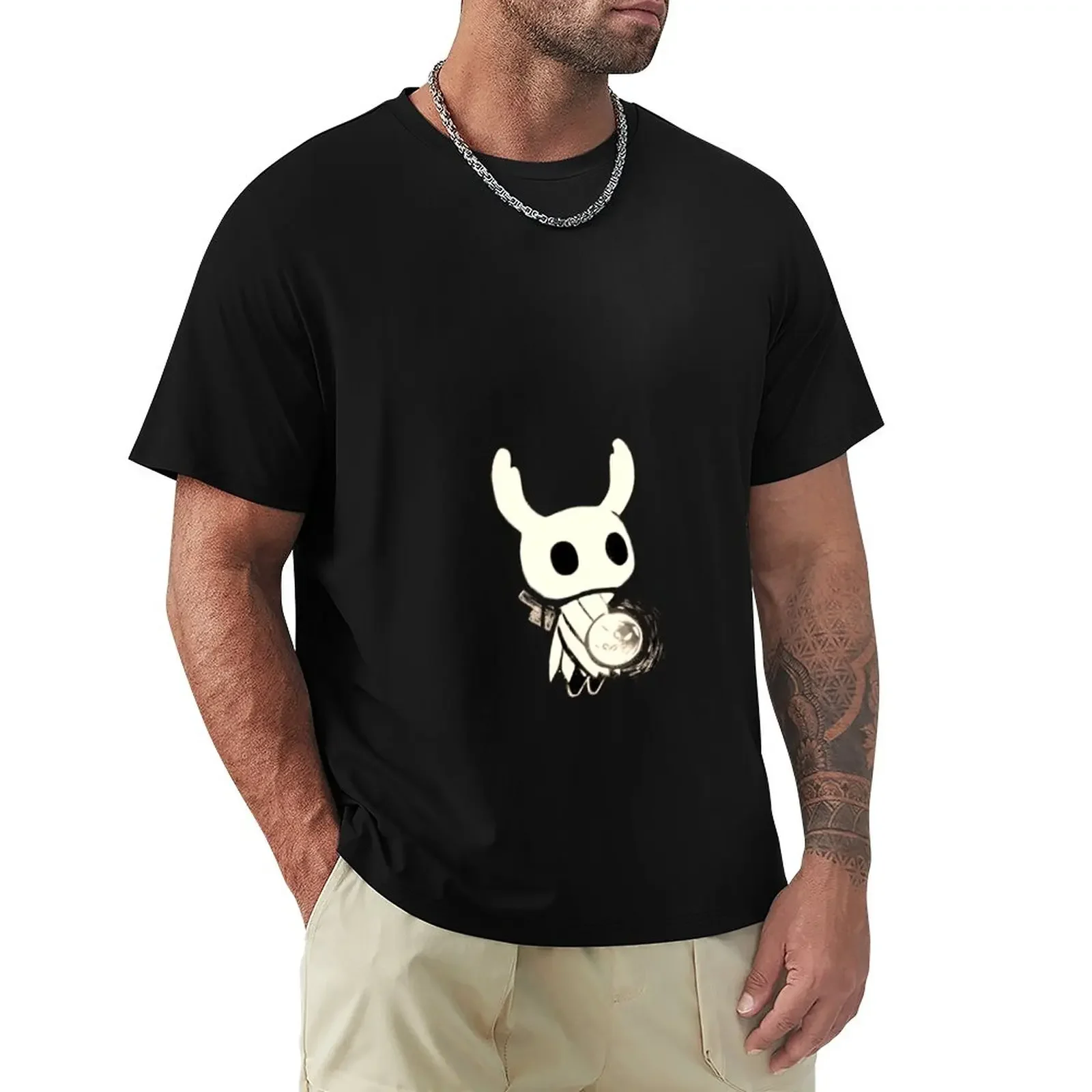 The Knight From Hollow Knight - Black and White Artwork T-Shirt Short sleeve tee cute clothes men clothes