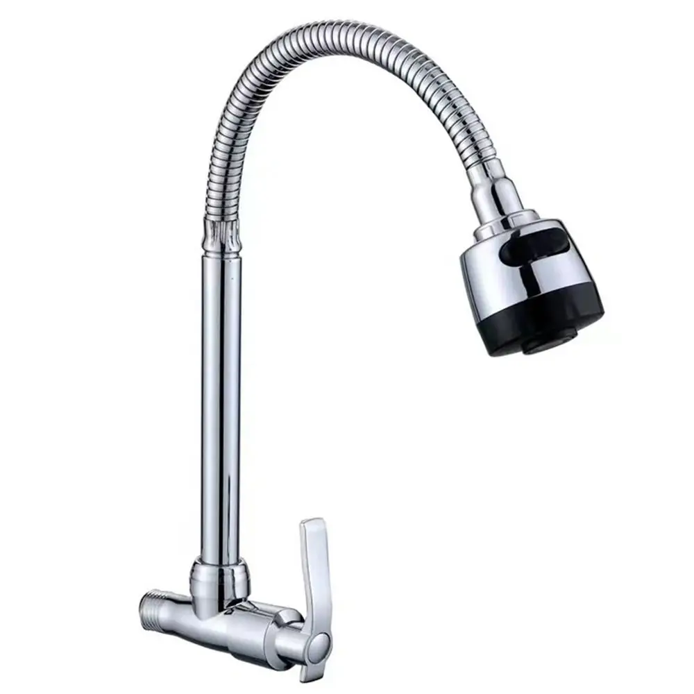 

Однотрубный настенный смеситель для холодной воды 360° ° Вращающийся 2-режимный складной смеситель, антикоррозийный смеситель для кухонной мойки из цинкового сплава