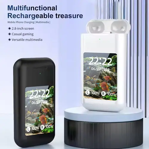 Auriculares táctiles con pantalla grande, auriculares intrauditivos con múltiples funciones, auriculares estéreo HiFi inalámbricos 2 en 1 para música y juegos