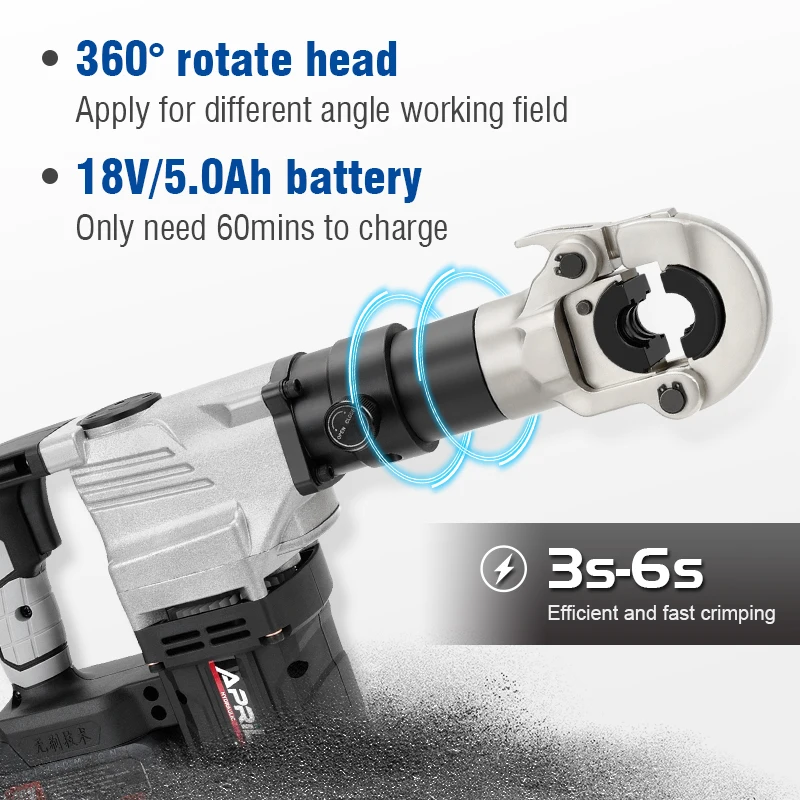 BKM-1632高出力油圧式バッテリー駆動パイプ圧着工具、16-32mmステンレス鋼管用充電式クリンパー