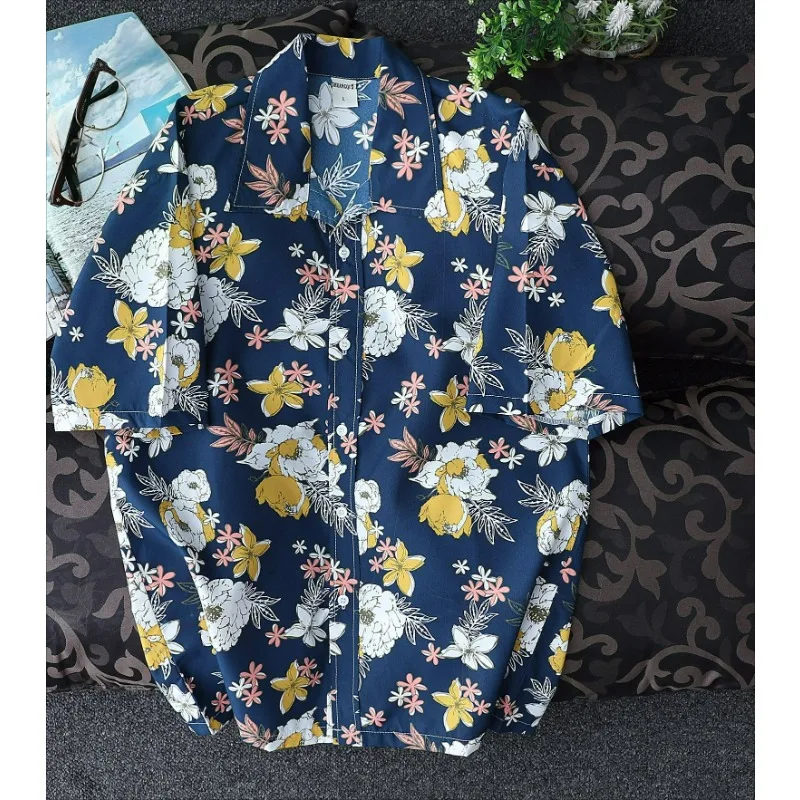 メンズビーチ半袖夏ルーズカジュアルプリントビーチ休暇サーフィン通気性速乾クールメンズアロハシャツ