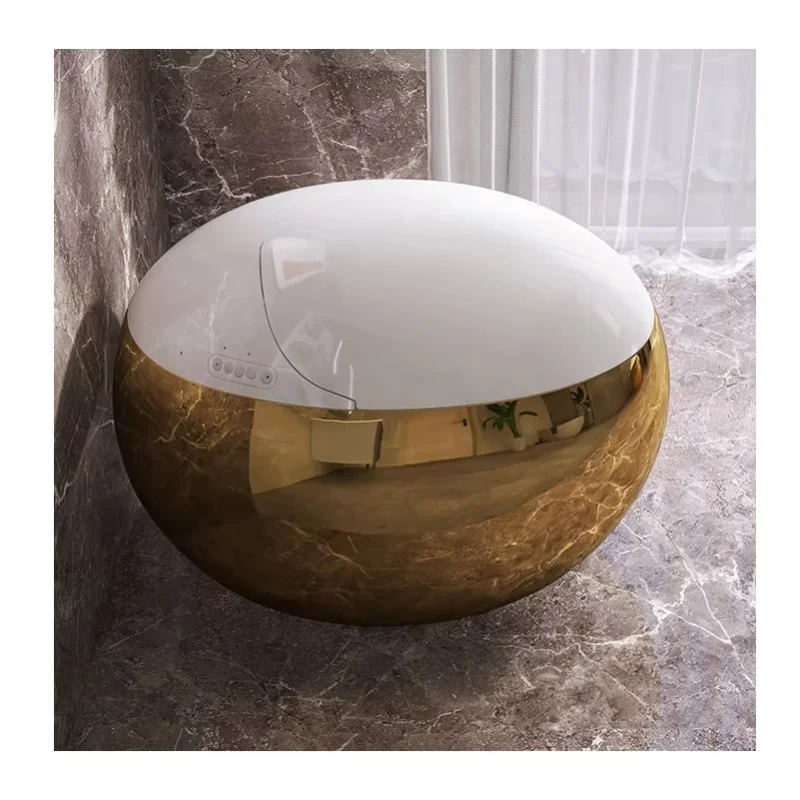 

Luxury floor-to-ceiling smart toilet golden egg shape