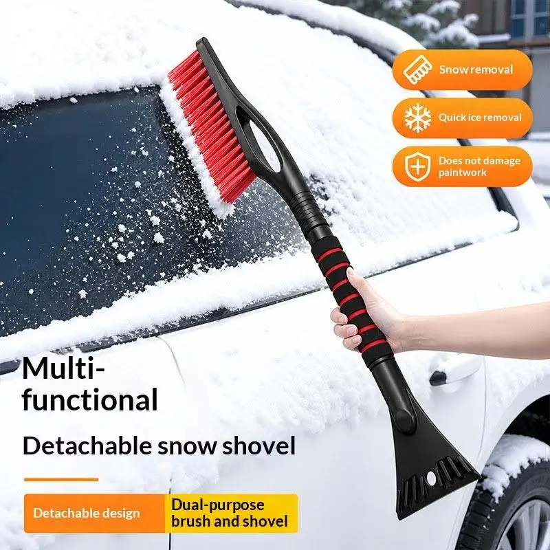 2-in-1-Autobürste und Eiskratzer, Autobürste, ergonomischer Schaumstoffgriff, Fenster-Eiskratzer, Schneereiniger für Auto und SUV. – Detail 2