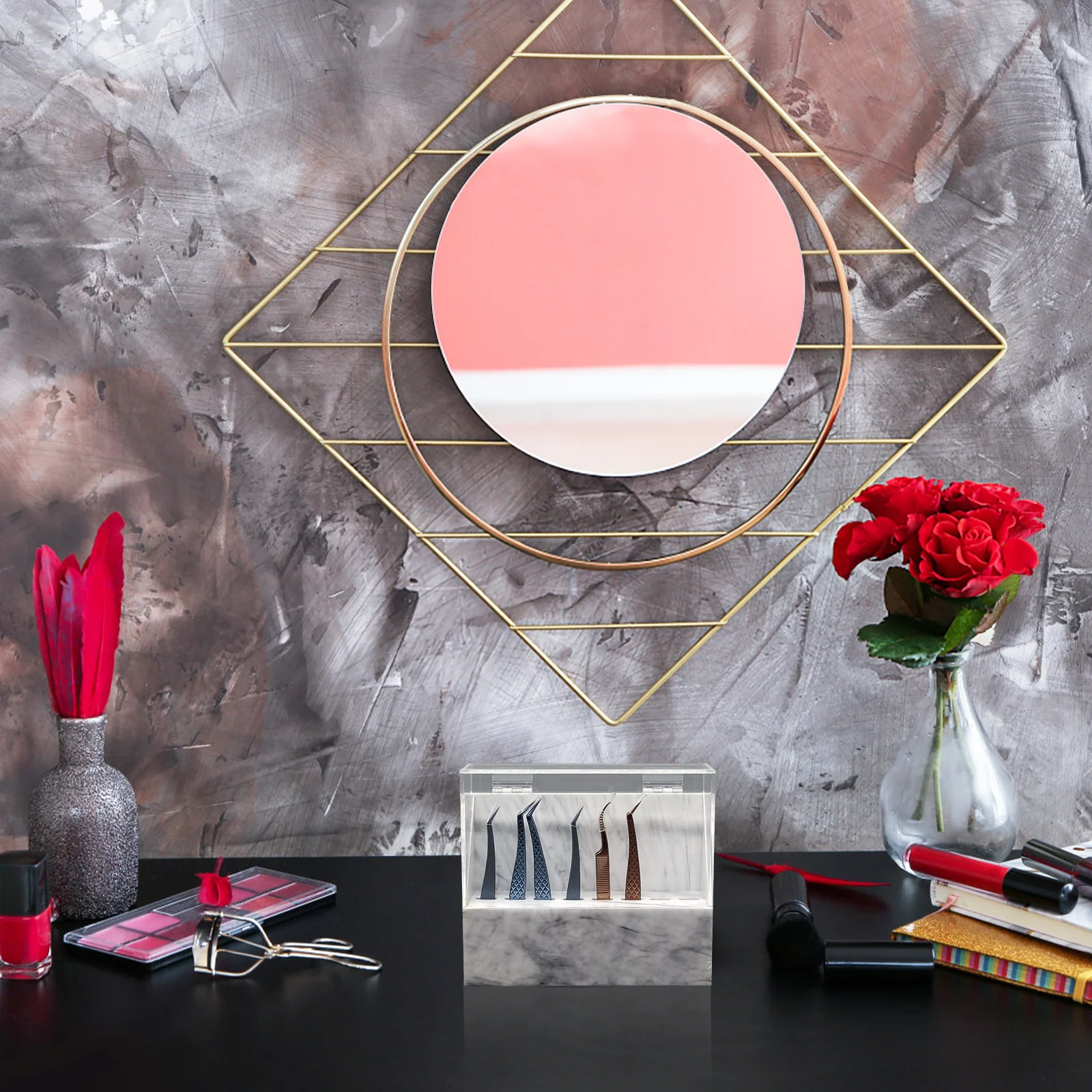 Support de pincettes pour Extension de cils, 8 trous, support organisateur en acrylique, rangement soigné, fournitures d'extension de cils, boîte d'exposition de pincettes