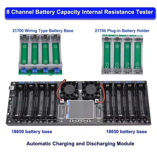8-kanałowy tester rezystancji wewnętrznej akumulatora 18650 DC 5 V 10 A Moduł automatycznego ładowania i rozładowania Ekran 2,4 cala