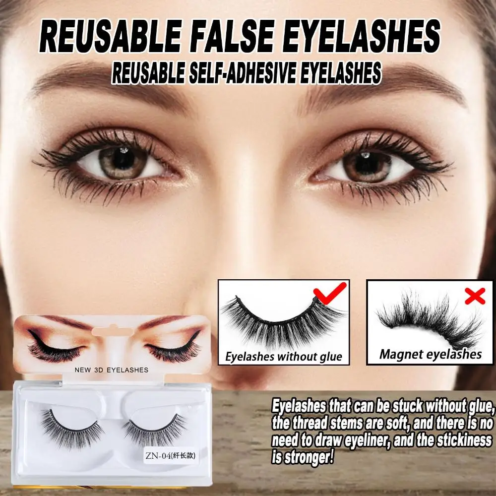 Reusable Self-Adhesive Eyelashes No Need Glue Quick to Wear