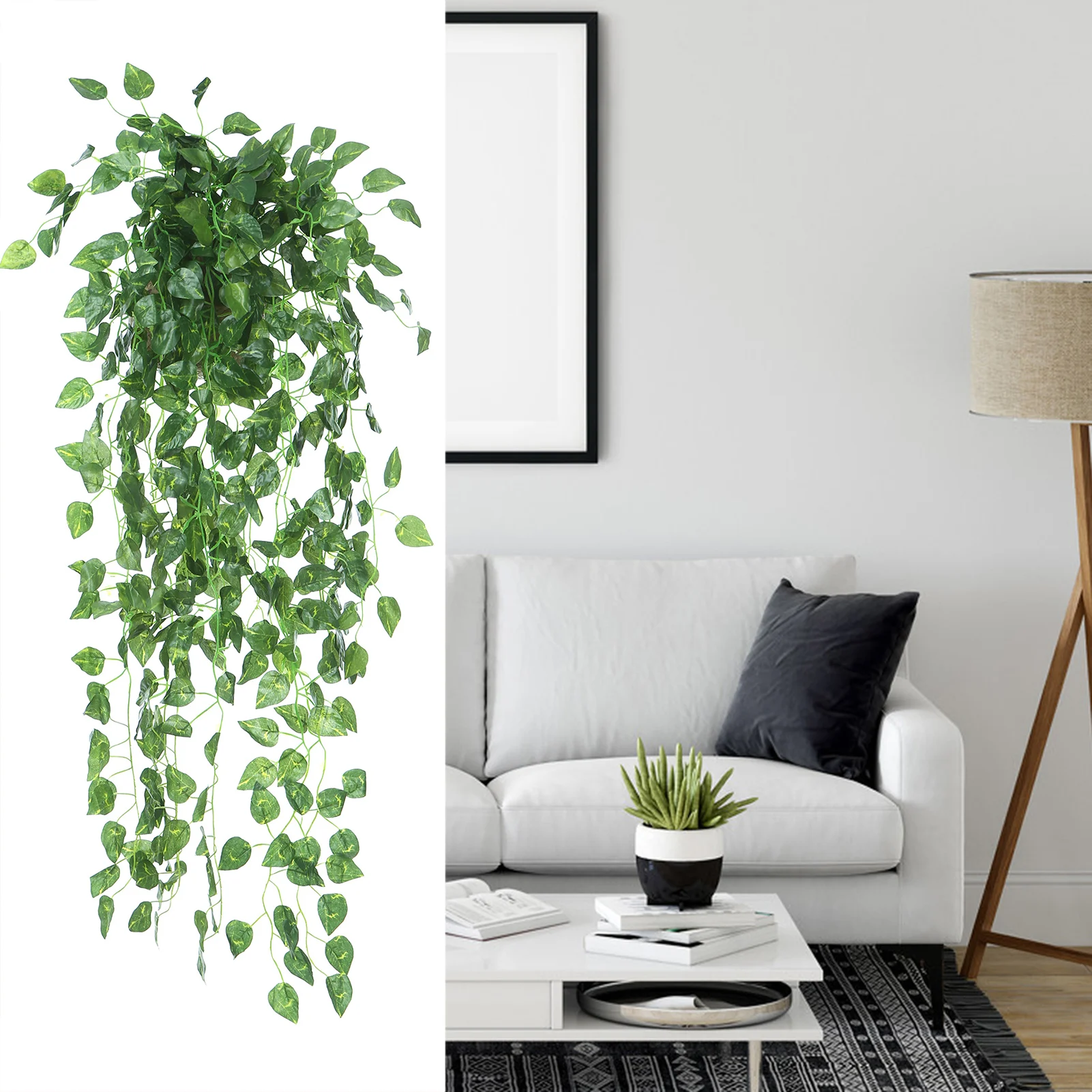 1 Pcs ​1100mm Artificial Plants Vines Greenery Rattan Fake Hanging Plant Faux Hanging Flowers Vine for Wall Indoor