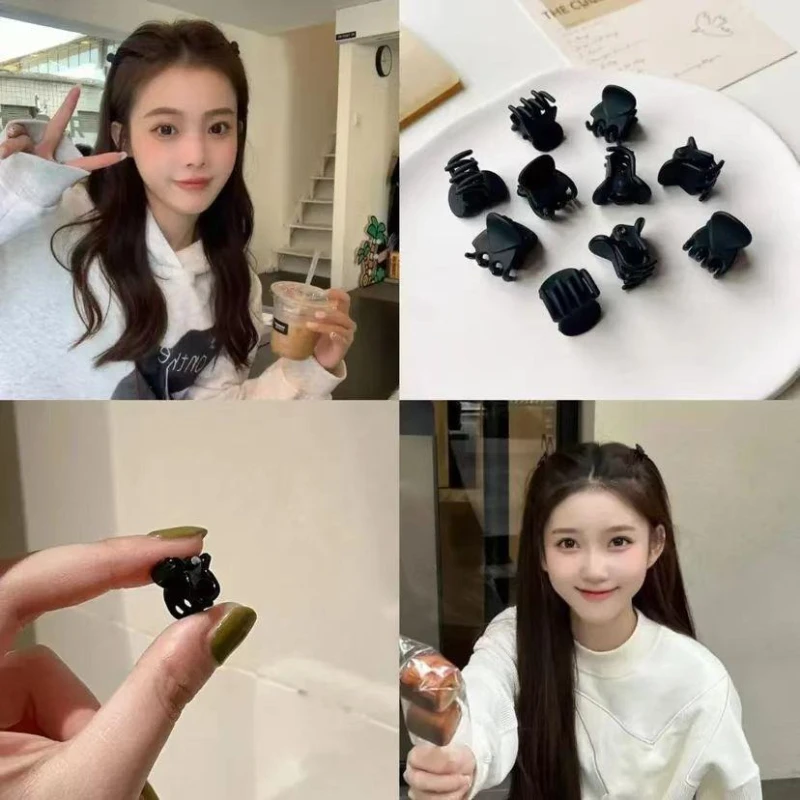 Mini Hair Claw Clips Korean Simple Small Black Transparent Plastic Clips Hairpin Kids Hair Styling Accessories for Women Girls