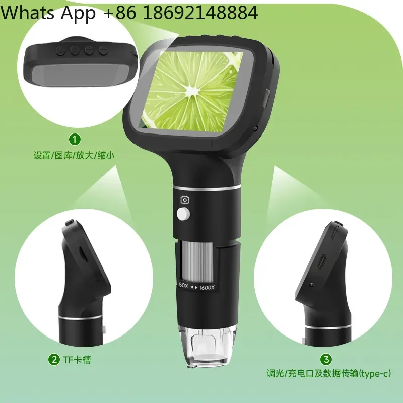Portable Microscope with 2.4 Inch Screen 2 MP 1600X Magnification for Mobile Phone Repair and Electronics Inspection