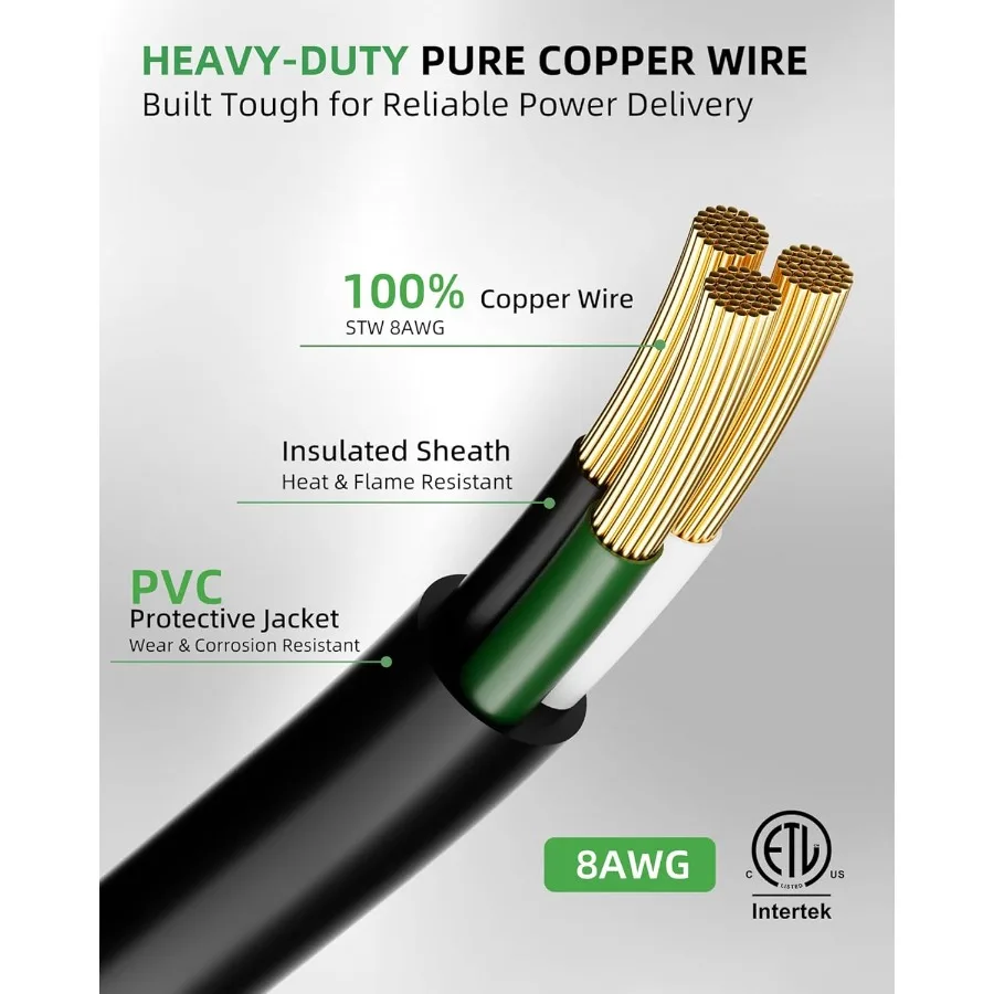 8 AWG 250V Heavy Duty Welder Extension Cord 25ft with LED Light and Handle for Industrial Welding Machines 30 Amp 3 Prong STW C