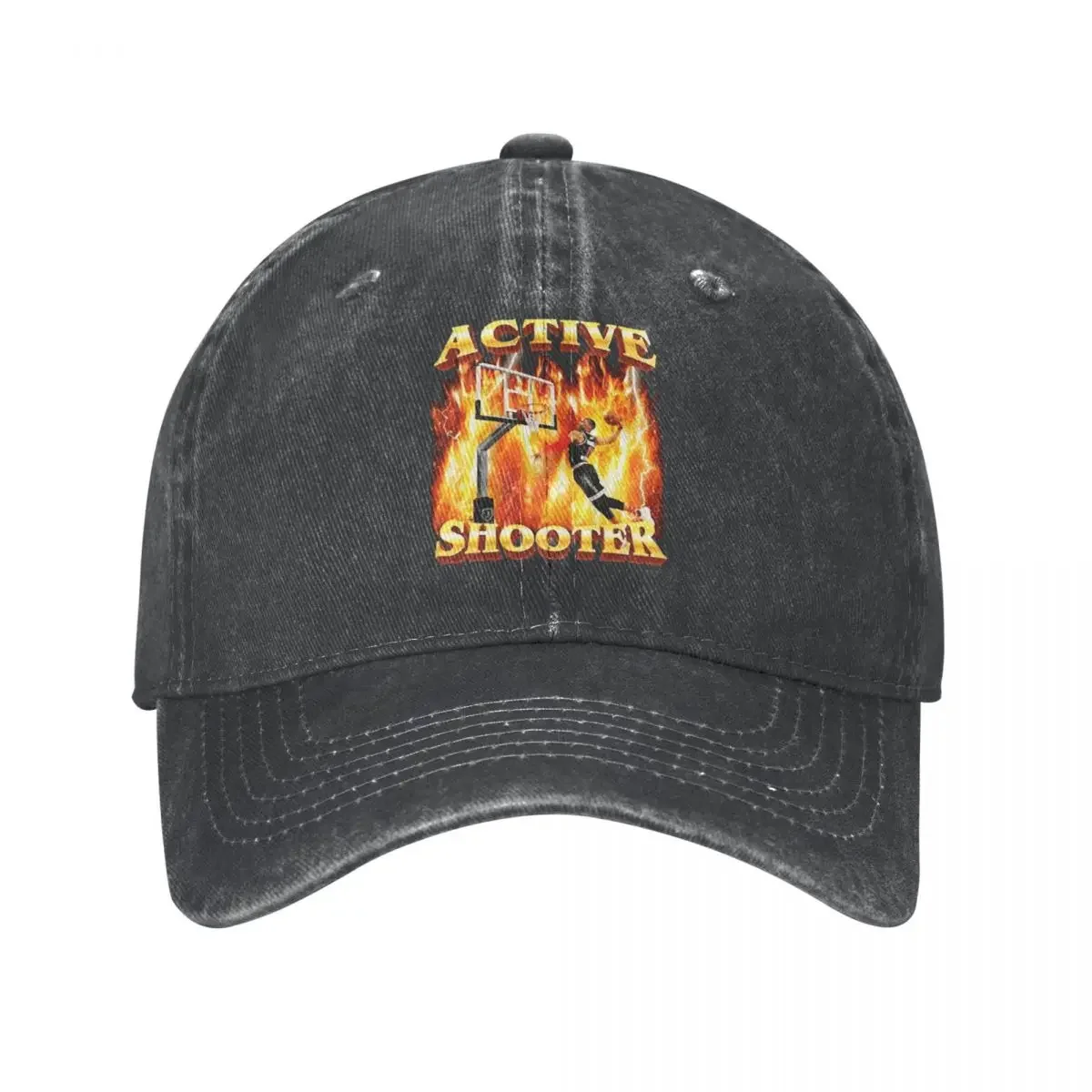 Funny Active Shooter Baseball Caps Merch Vintage Distressed Denim Washed Humor Sun Cap Unisex Outdoor Summer Gift