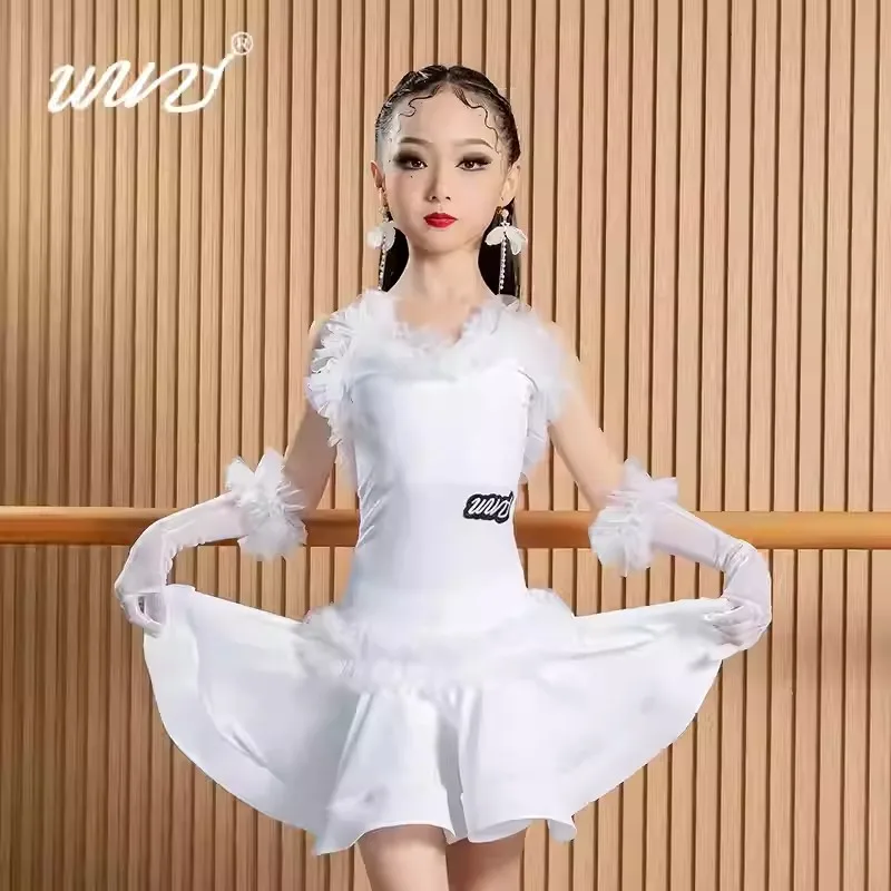 زي الرقص اللاتيني للفتيات، بدلة ممارسة راقية للأطفال، زي أداء للأطفال، ملابس الرقص، جديد، 2020