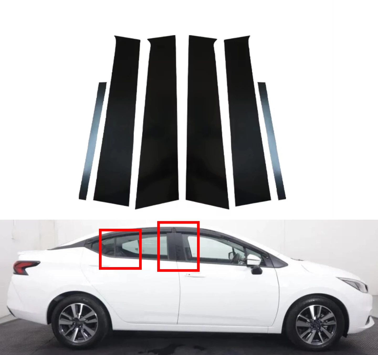 

Gloss Black Pillar Post Fit For Nissan Almera Versa Sunny 2020 20212023 Window Cover Door Moulding Decoration Trim Sticker Kit