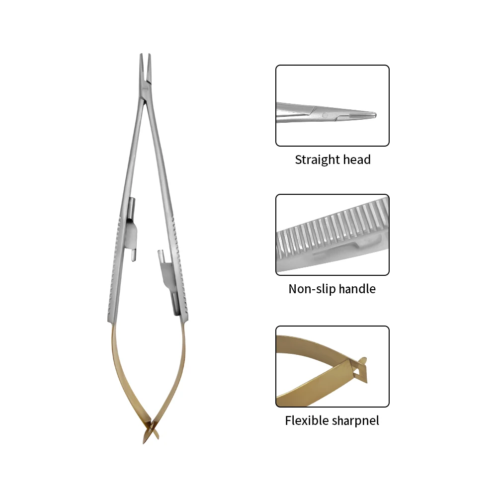 치과 카스트로비에조 바늘 고정 트위저, 교정 임플란트 포셉, 스트레이트 수술 바늘 고정 펜치, 잠금 버클 포함