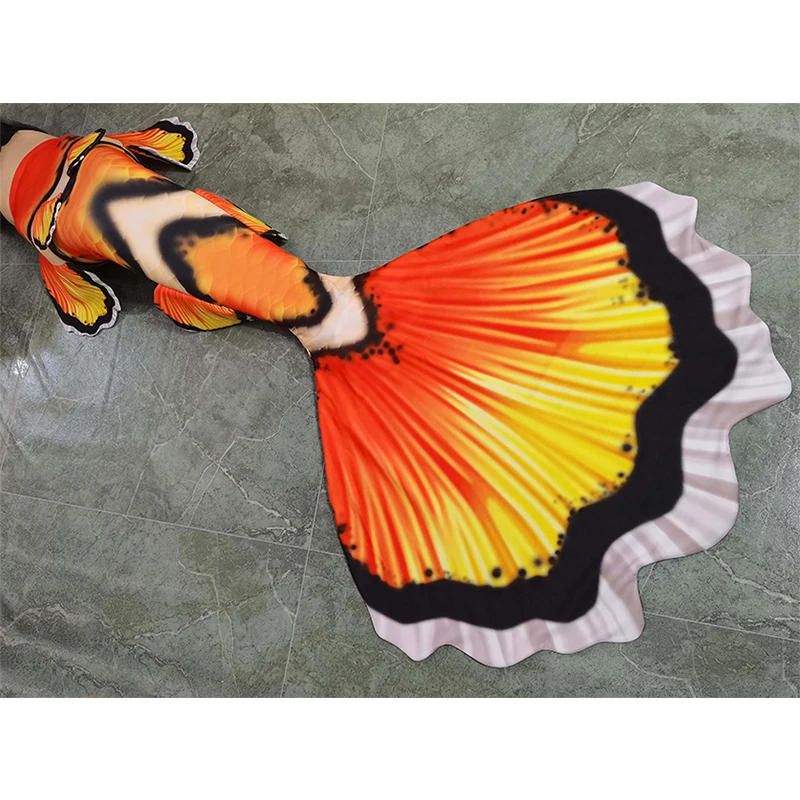 Professional Diving and Swimming Tomato Clownfish Skin Tail Nimo Aemone Fish Mermaid Tail  Customized Size  Maroon Clownfish