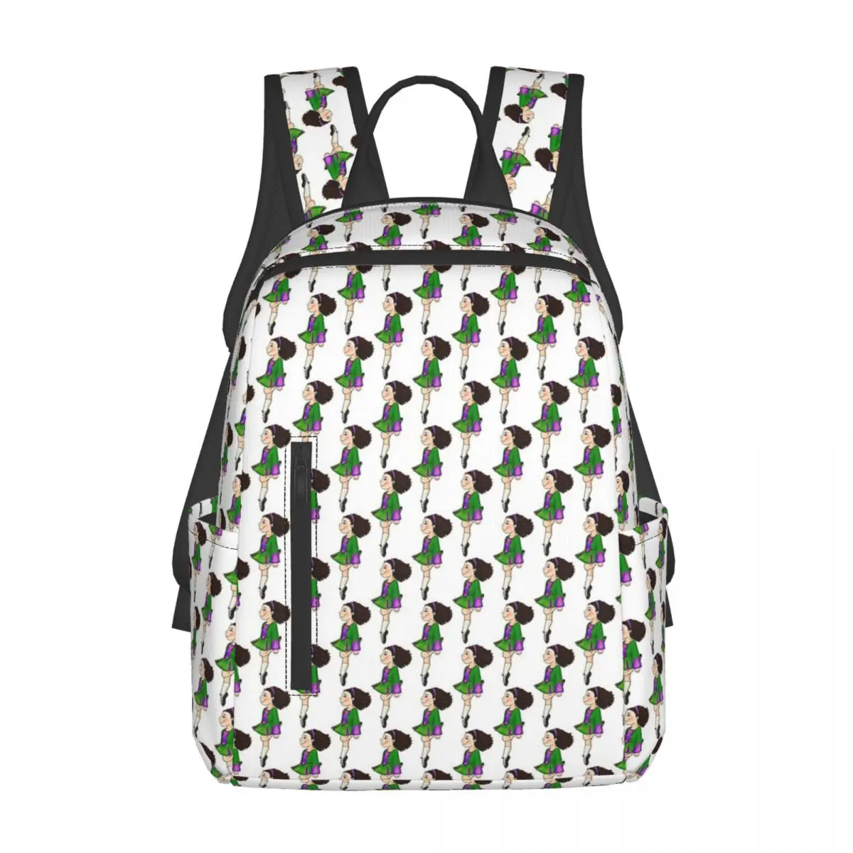 

Irish Dance Girl In Green Dress Backpack Daypack Large Capacity Boys Girls BookBag School Bag Shoulder Bags for Men Women