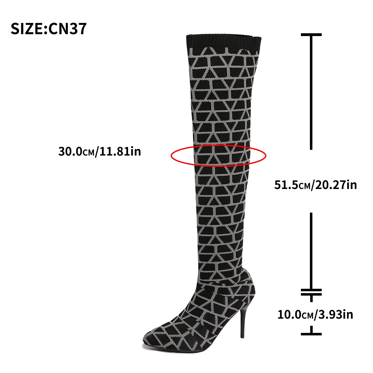 الإفراط في الركبة أحذية امرأة أحذية الحياكة مطاطا التمهيد عالية جدا أشار تو موضة الاتجاه مصمم مثير متجرد حجم كبير #6