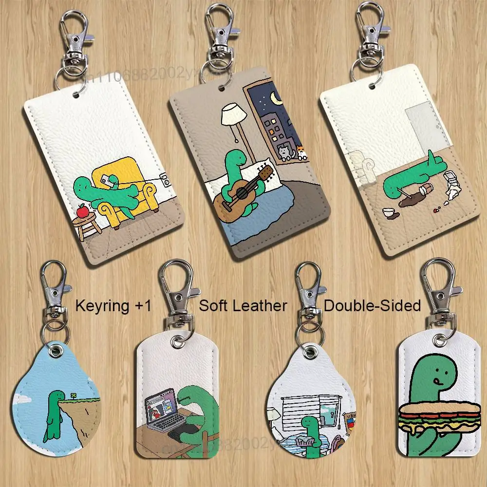 

green Brachio Brachiosaurus Holder For Bank Business Work Card Holder Student Card Case Bus Card Keychain