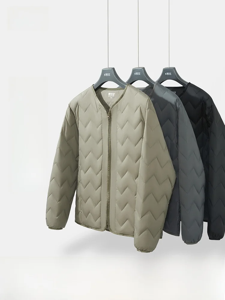 

Lightweight Short round Neck Men's down Jacket SNOW FLYING Fashion Urban Style Korean Style Duck down Filling Loose Fit