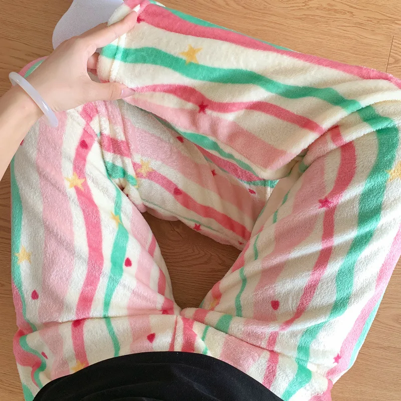Korean Style Fashionable and Comfortable Women's Home Pants Thick and Sweet Teenage Pants Loose and Cute Girl's Sleeping Pants