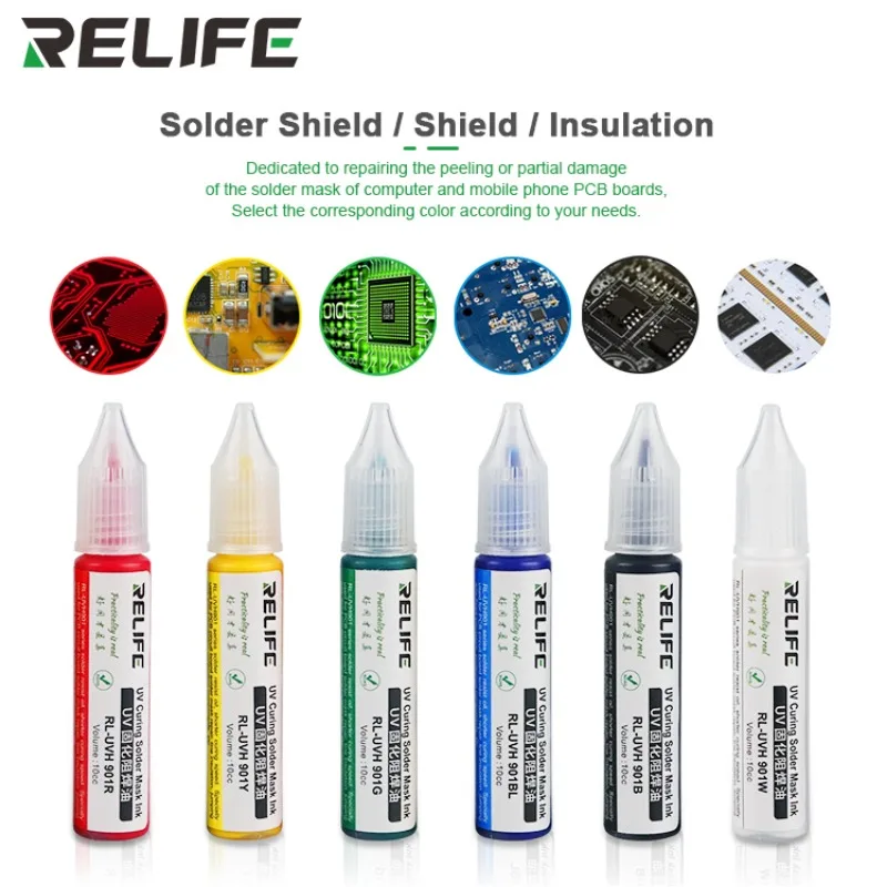 RELIFE RL-UVH 901W Series 10cc UV Curing Solder Mask Ink for PCB BGA Circuit Board Repair Green Welding Flux Phone Repair Tools