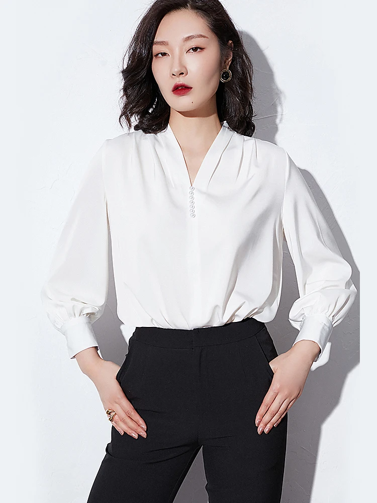 

Annibycn White Shirt Women's Design Sensation 2025 New Professional Commute Elegant Versatile Workwear Shirt