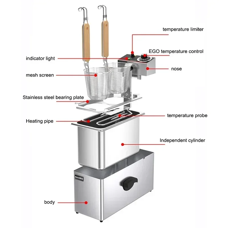 Stufa elettrica per noodle bollente commerciale in acciaio inossidabile a doppia estremità macchina per cucinare noodle zuppa stufa in polvere piccante caldo