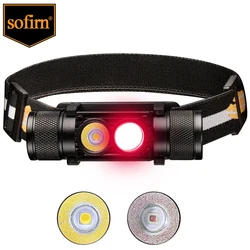 Linterna de cabeza potente recargable LED H25LR, luz blanca brillante de 90 alto CRI y antorcha roja profunda de 660nm