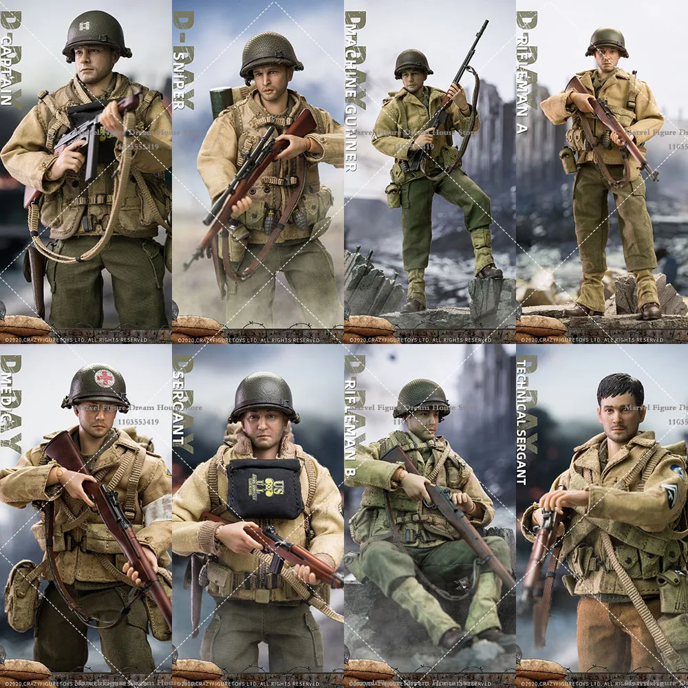 CFTOYS LW011-LW018 1/12 rhum D-DAY services.com Sniper Gunner Rifleman Medic 6 en effet Male Solider Action Figure, En stock elin Figure