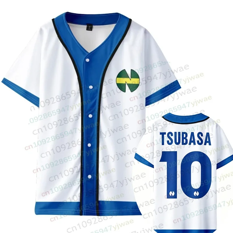 3D print Anime Captain Tsubasa Ozora Tsubasa Kojiro Hyuga Costume Unisex Baseball T-shirt Men's Fashion Breathable Soccer Jersey
