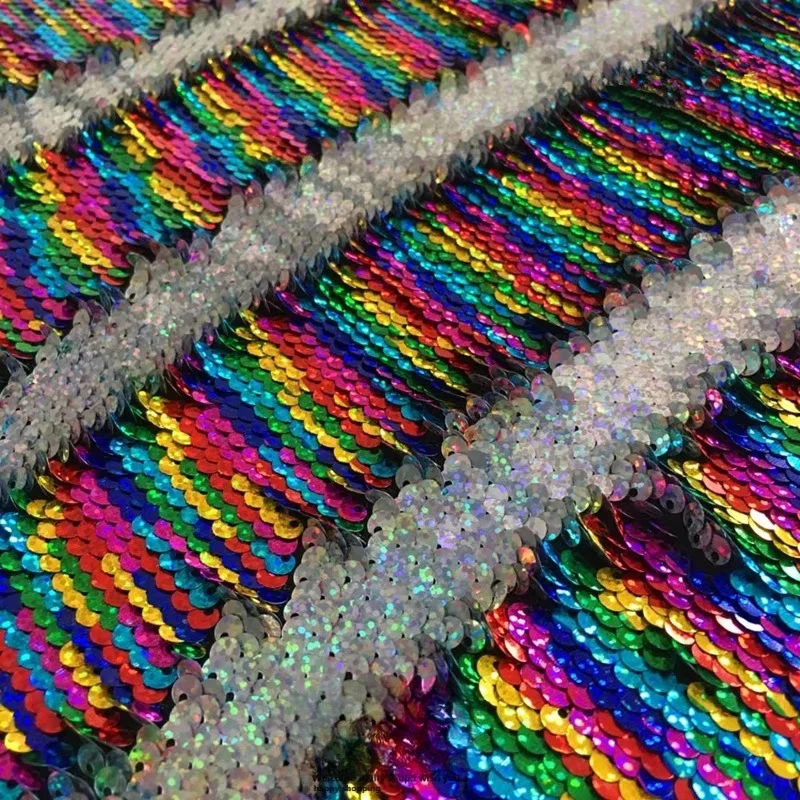 Colorful Dual Tone Sequin Mesh Fabric for DIY Sewing Dress Photo Background Clothing Fashion Cloth Material By The Meter