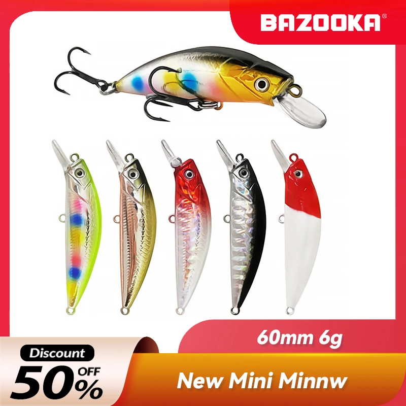 

Bazooka 6g 60mm Fishing Lure Sinking Minnow Pencil Hard Bait Trout Carkbait Plastic Wobblers Bass Pike Crap SwimBait Winter