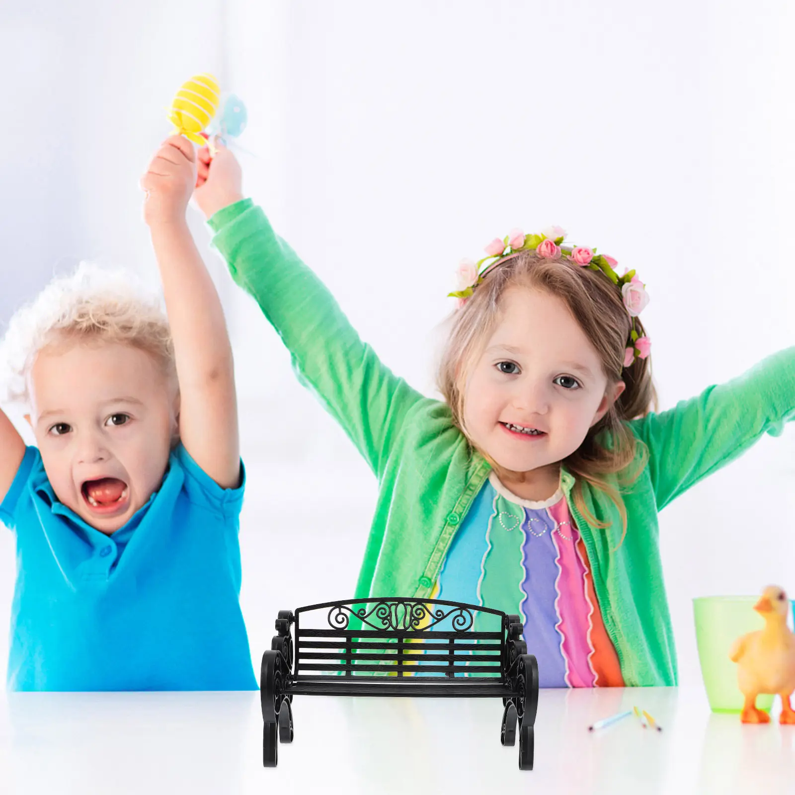 

2 шт. миниатюрные скамейки для мини-домиков, садовые украшения, мебель в классическом европейском стиле, декор для парковых скамеек